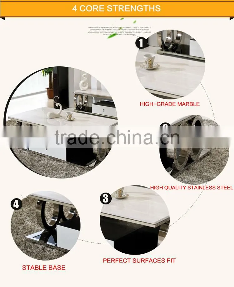 C363 Modern Style Living Room Furniture Marble Top Wood Coffee Table