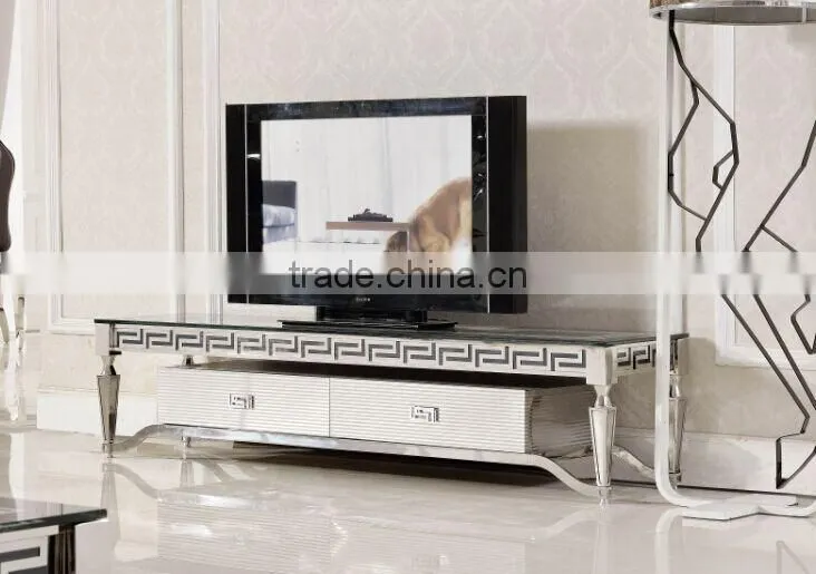 E375 Hot Sale modern led tv stand design corner tv table glass tv table