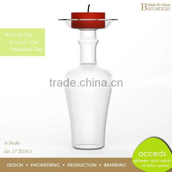 Hand Blown Custom Candle Holder / Tea Light Holder Glass Vase