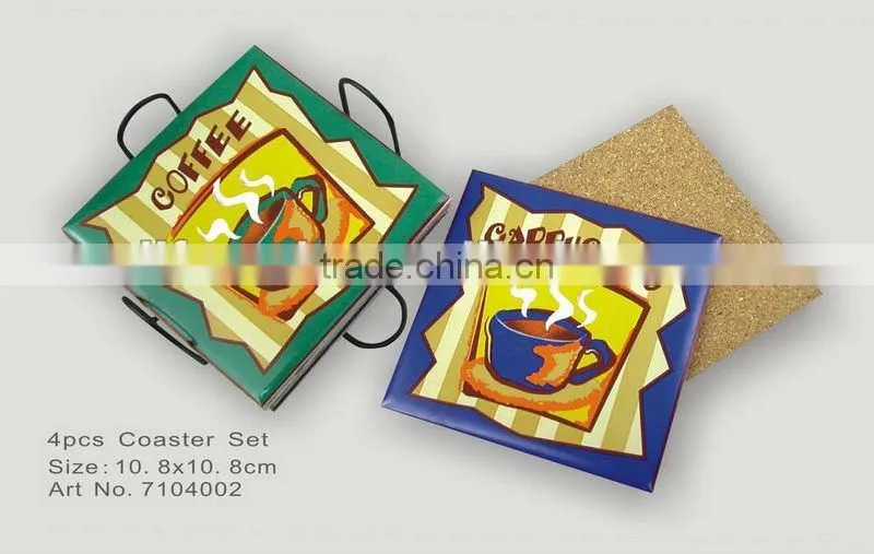 ceramic coaster with cork frame