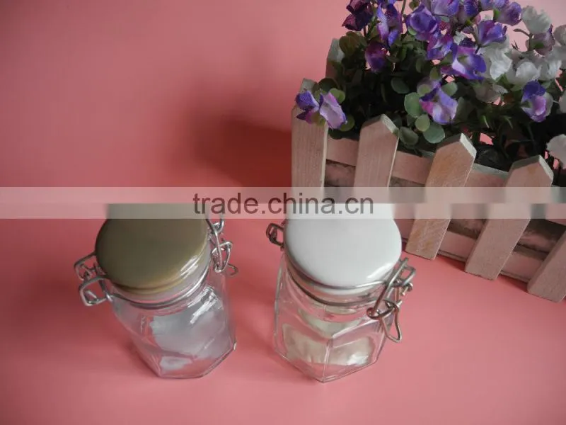 high-end glass latch lid spice jar with ceramic lid