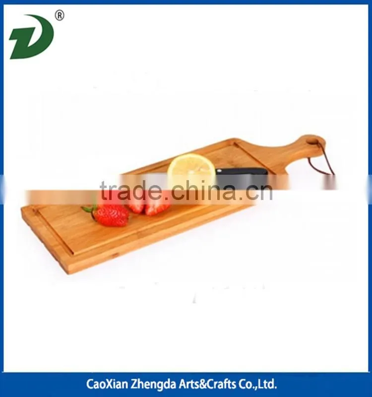 Natural solid Olivewood cutting board with handle wooden cutting board with ring round board