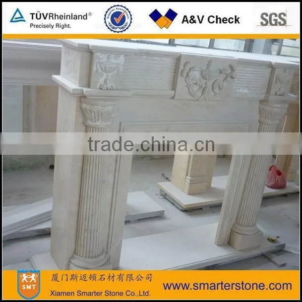 Beige Sculpture Marble Mantel