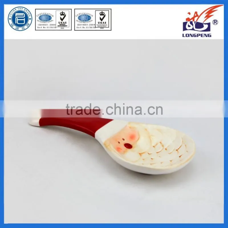 Red and White Santa Claus Ceramic Dolomite Christmas Spoon Rest Christmas Ceramic Santa Father Christmas Kitchen Spoon Rest