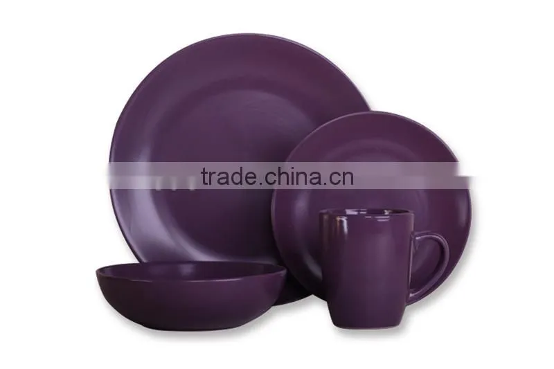 purple color glaze ceramic cereal bowl