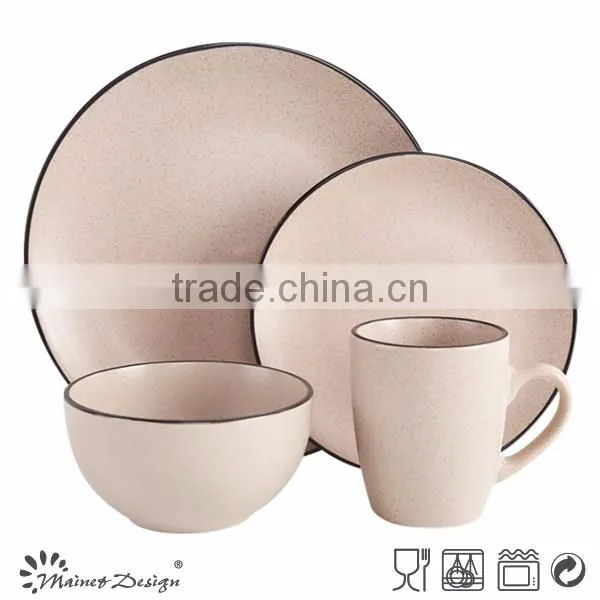 ceramic matt glaze sesame dot solid color breakfast dinnerware set