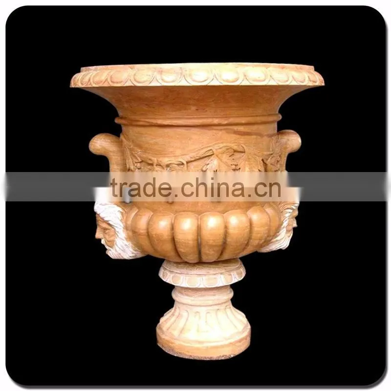Hand carving man face garden granite flowerpot for sale