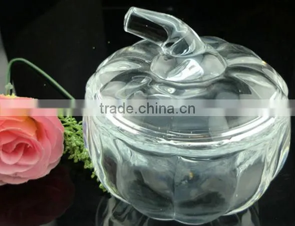 High quality simple design clear glass candy bowl/sugar jar with lid