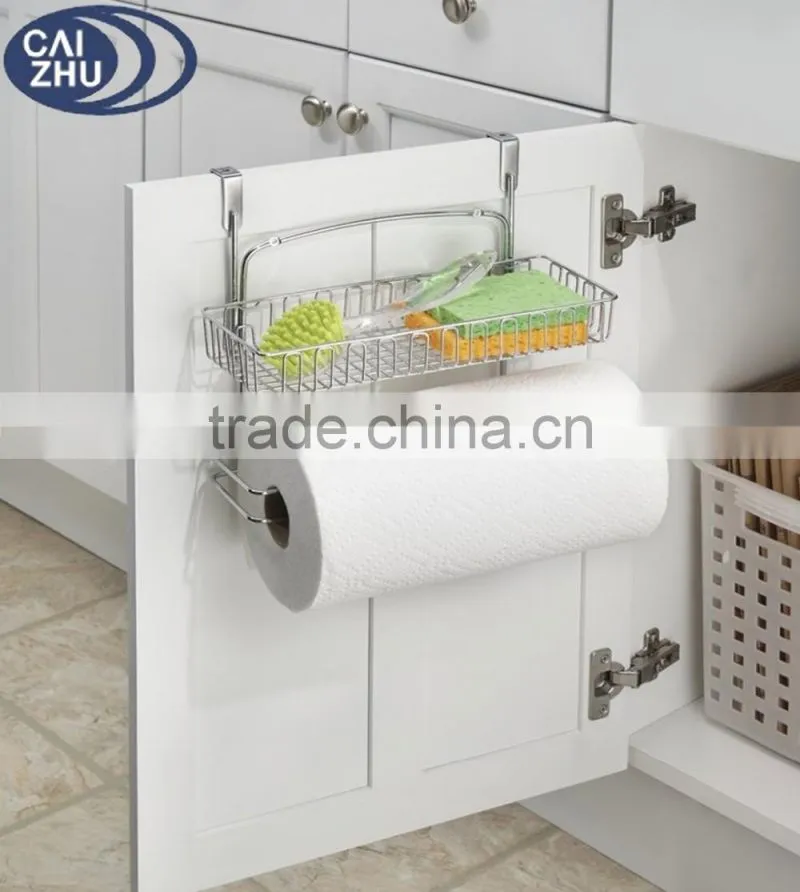 New Design Over the Cabinet Paper Towel Holder Rack and Storage Shelf - Chrome