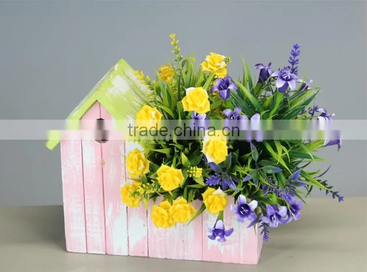 Wood Flower Pot Bird House Garden Planter