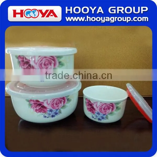 3pcs Round Ceramic Crisper Fresh Box Microwave Crisper Food Storage Containers