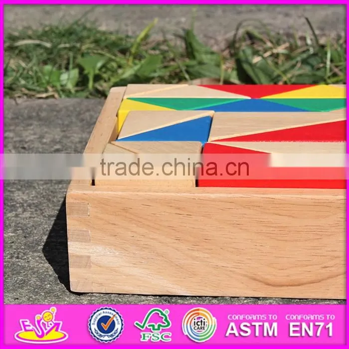 2017 new design 18 pieces educational wooden kids building blocks with box W13A115