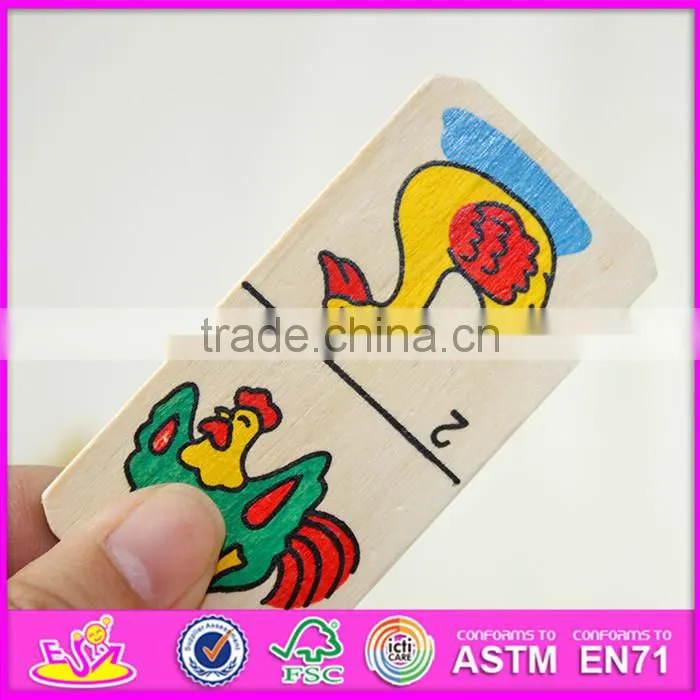 2016 New and popular children wooden cartoon animal domino toy WJ277610
