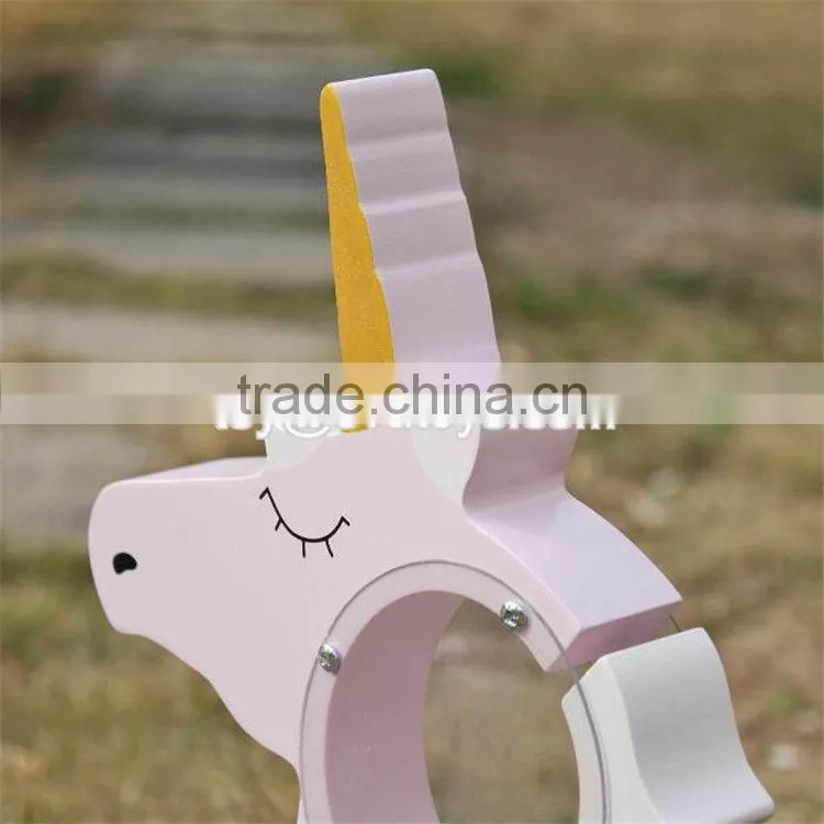 New design lovely wooden unicorn piggy bank for kids W02A257