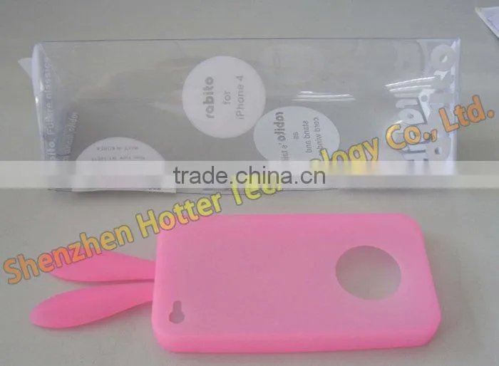 Hot Pink Bunny Rabito silicone Case Cover For iPhone 4