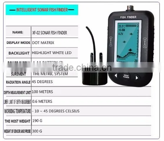 9m Smart Sonar Fish Finder Water Temperature Display & Shallow Water Alarm Fish Finder