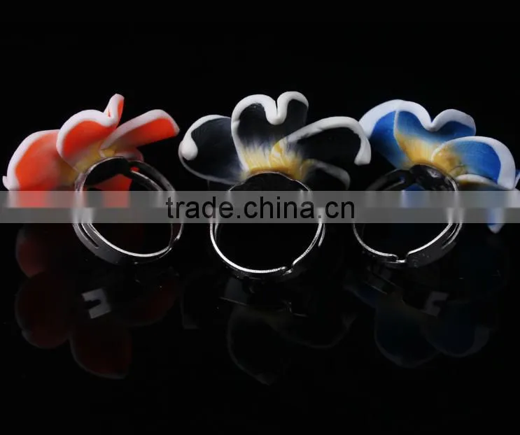 fashion jewelry Hawaiian plumeria Flower polymer clay rings for Women