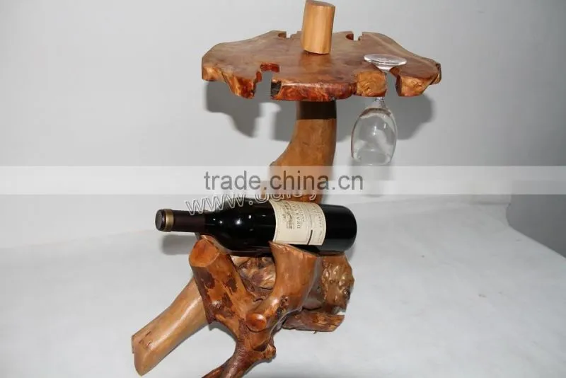 custom antique bamboo root crafts wine bottle holder/wine racks,handmade