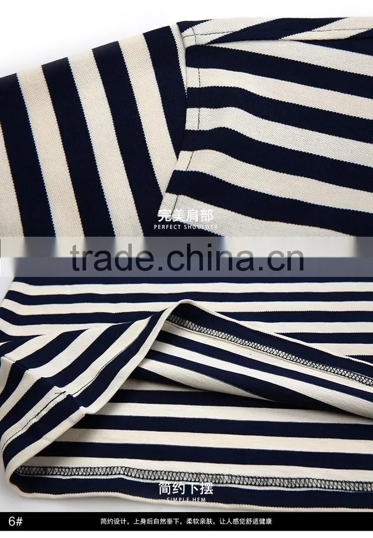 Latest Design Short Sleeve Striped t Shirt Men Polo Shirt Cotton Fabric Yarn Dyed