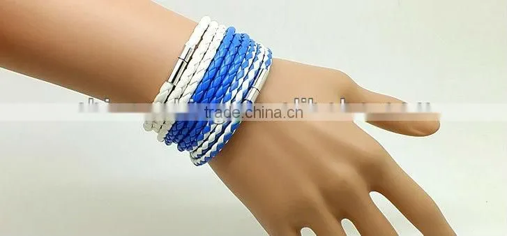 multi strand braided leather bracelet with magnetic clasp, unisex wrap leather bracelet, brown color leather bracelet
