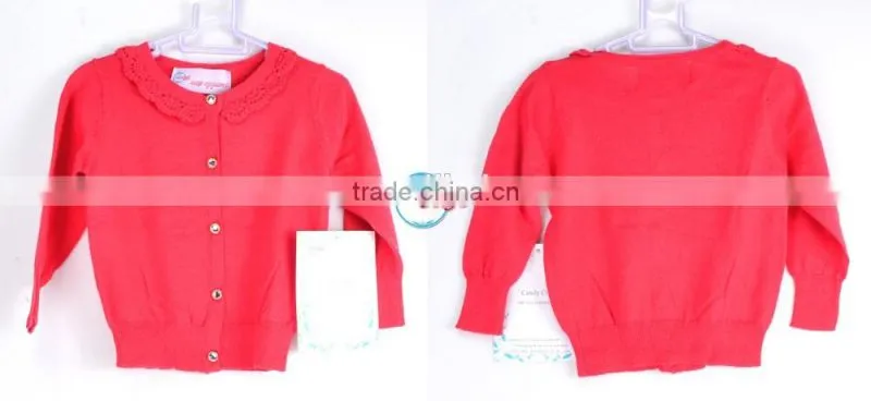 cashmere child sweater with flower crochet neck