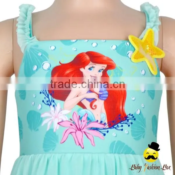 YZA-008 Yiwu Yihong New Arrive Baby Bikini Printed Cartoon Lace Ruffle Dress Harness Girls Infant Bikini