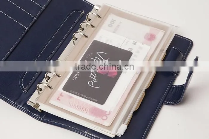 PVC storage bag A5 size bag for planner customizable zipper bag/insert pocket/card holder transparent elastic bag
