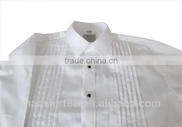 custom design front pleats tuxedo shirt