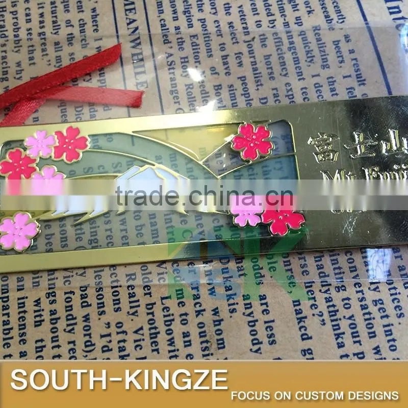 Japan Fuji Mountain Gold Plated Thin Bookmark