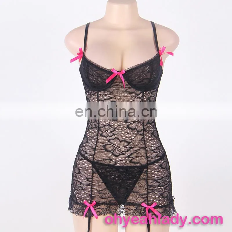 Three Color Four Size Lace See Through Sexy Lingerie for Fat Women