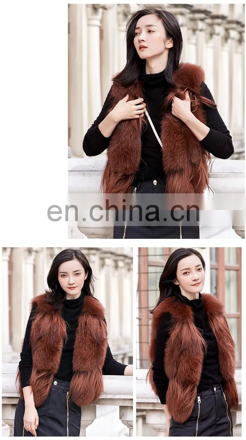 Popular Lovely Fox Fur Vest Beautiful Good Quality Girl Fox Short Fur Vest