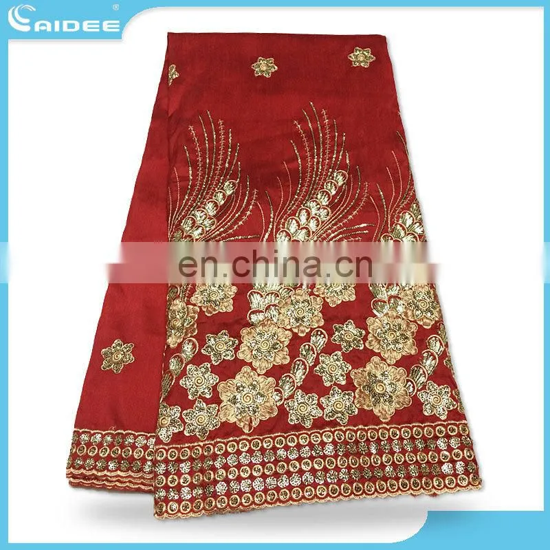 The design of the high quality African George lace fabric red color wedding dress Gr157904