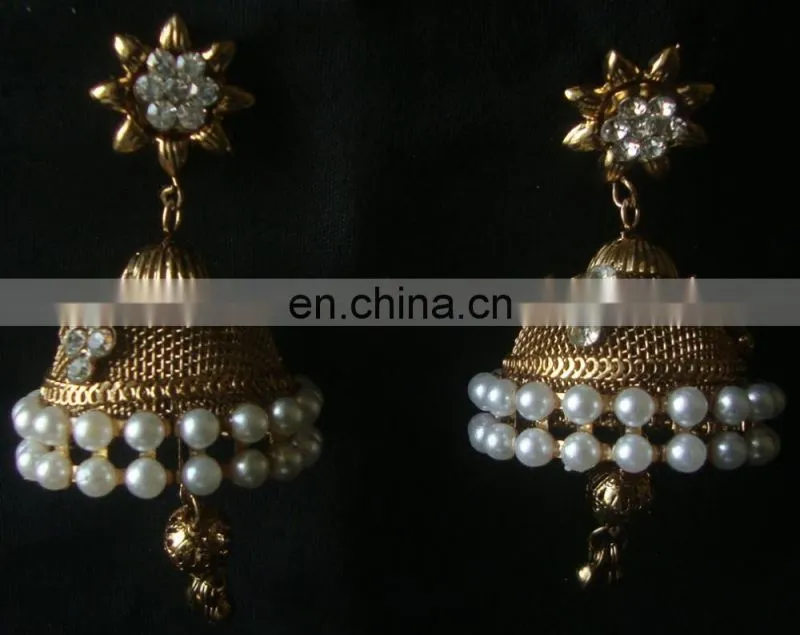 Indian Jewelry Jhumka Earrings, Big jhumka, Gold silver plated earrings Manufacturer