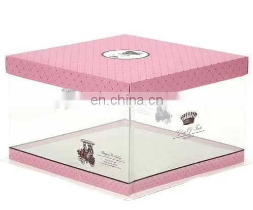 2015 transprent pvc cake box with paper cap