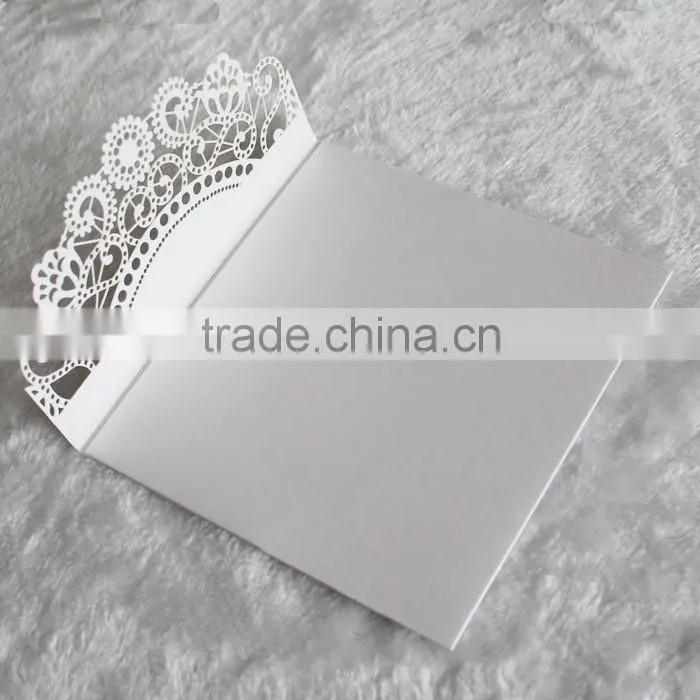 2016 Hot Sale White Lace Cut Pocket Classical European Style Wedding Invitations