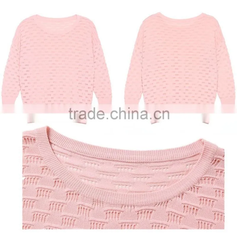 New arrival Korean summer hollow hedging pullover sweater breathable shirt with Slimming lookings