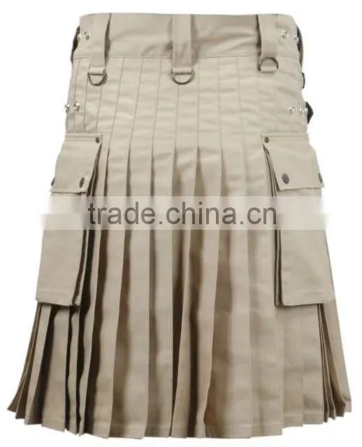 Active Men Khaki Deluxe Utility Fashion Kilt Khaki