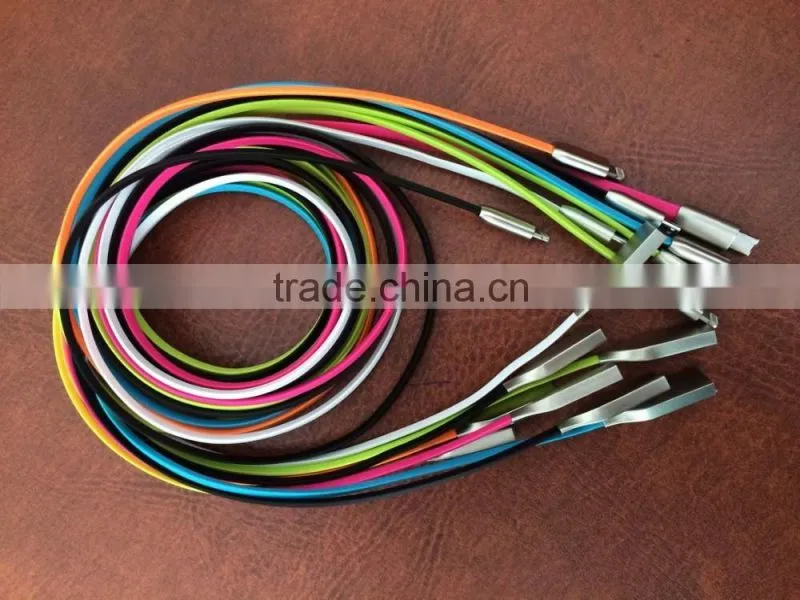 1M/3.3fFT 7 Color LED Metal USB Cable 8 pin and Charging Charger Cable for iPhone6 6 plus 5 5s iPad for ios 8 ios9 1M