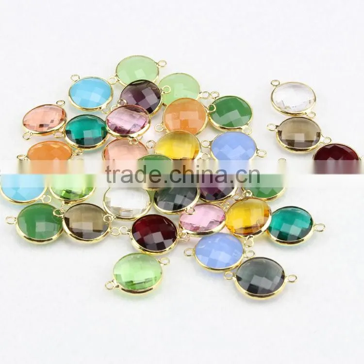 JFG0504 Wholesale crystal gemstone bezel square connectors