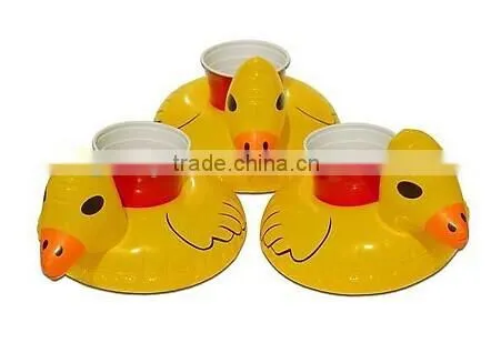 Eco-friendly pvc inflatable duck floating drink holder