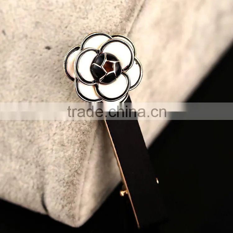 Neoglory Simulated Pearl Hair Barrette Enamel Cute Flower Shaped 14K Gold Plated Women 2015 Wholesale