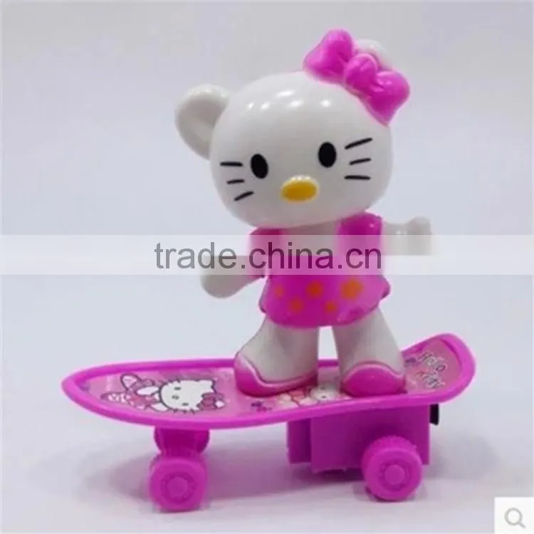 New arrival hello kitty figurine with cartoon skateboard,Cartoon Pull Back hello kitty Toys