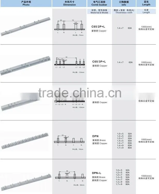 C45 Electric Comb Brass Busbar