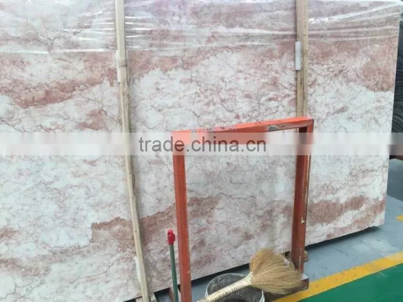 Polished rose cream marble slab