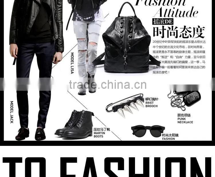 2015 autumn top grain genuine leather backpack fashion cattlehide women backpack