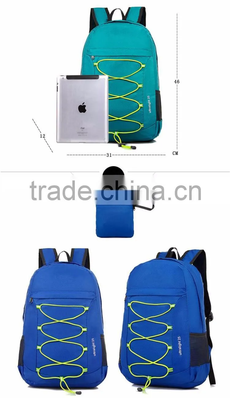 fashion waterproof nylon camping backpack can be fold shoulder bag