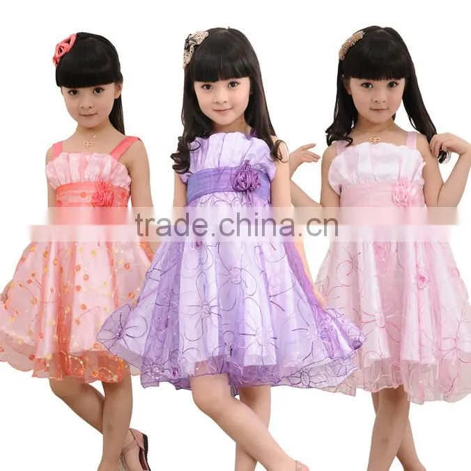 Orange latest design flower girl dress patterns