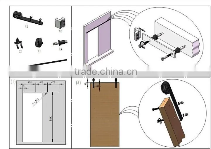 American sliding Barn Door Hardware/Partition door system