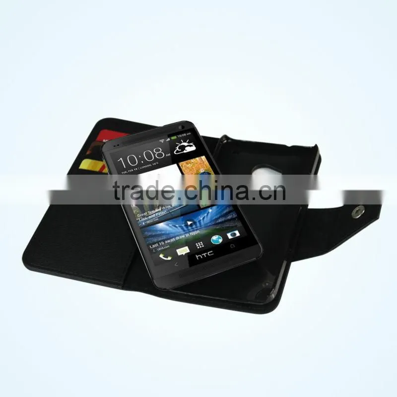 For HTC ONE M7 Moible Phone Wallet PU Leather Case Cover With Card Slots