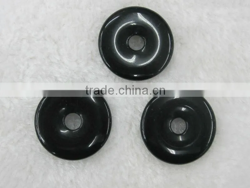 Wholesale natural 15-50mm Black Stone donut gemstone